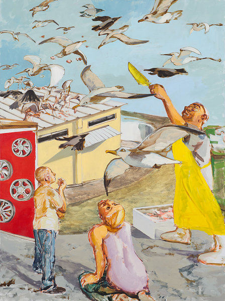 1419_Alma Itzhaky, Feeding the Birds, 2016, Oil on canvas, 210x160 cm-448x600