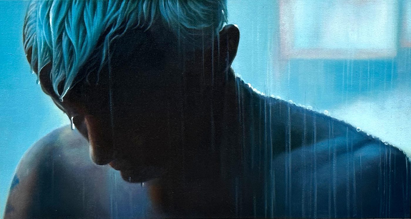 -Shay Kun, Tears in Rain, 2022, Oil on canvas, 24 x 46 cm